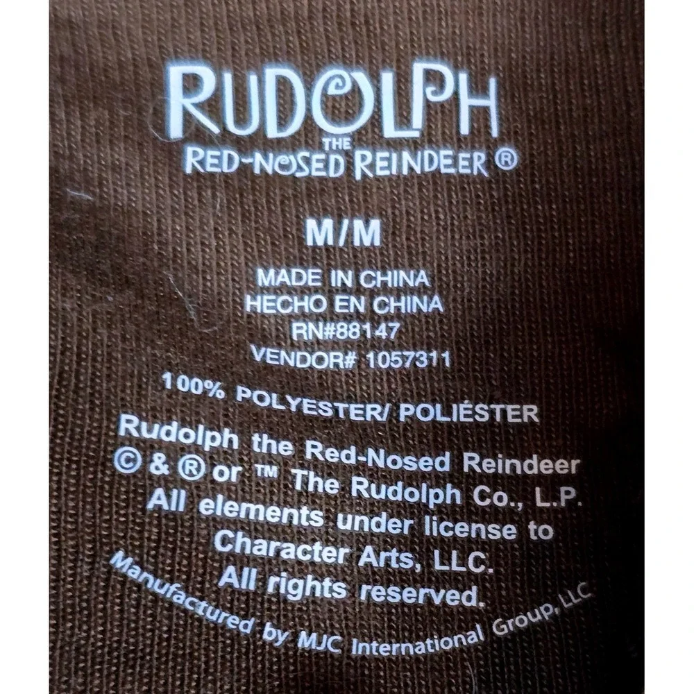 Rudolph the Red Nose Reindeer Sherpa Fleece Hooded Zip-Up Pajamas Medium‎